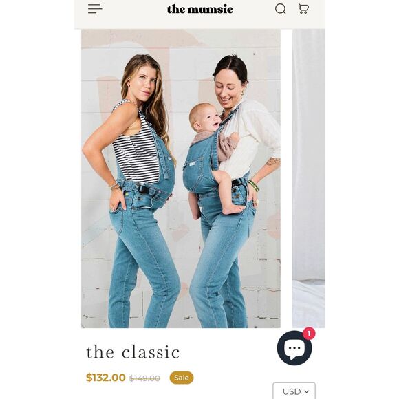 Mumsie Baby Blue Pregnancy and Infant Carrying Denim  Orrin Overalls The Classic - Picture 1 of 15
